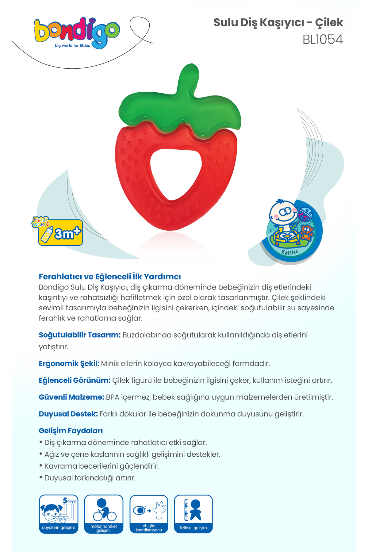 BONDİGO Sulu Diş Kaşıyıcı İki Renkli Çilek fotoğrafı 2 (önizleme)