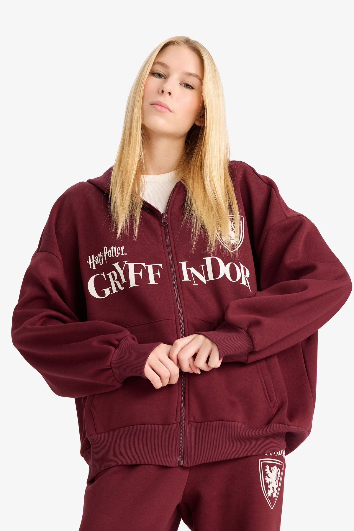 DeFacto Coool Harry Potter Oversize Geniş Kalıp Kapüşonlu Fermuarlı Sweatshirt F8940AX25AU