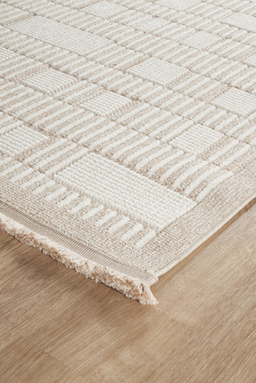 SİMEREV HALI HOME CONSEPT Krem Bej Yumuşak Bukleli Dokuma Halı Bukle Kilim Sa...