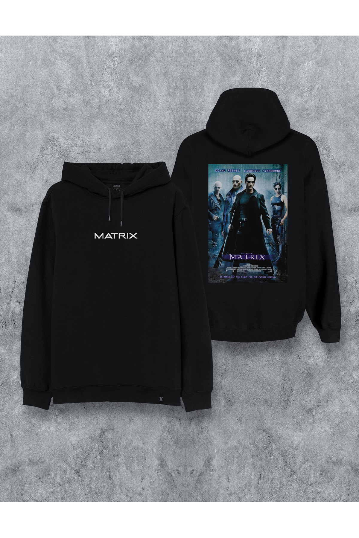 MODA Matrix Film Printed Black Hooded Hoodie Sweatshirt Hoodie