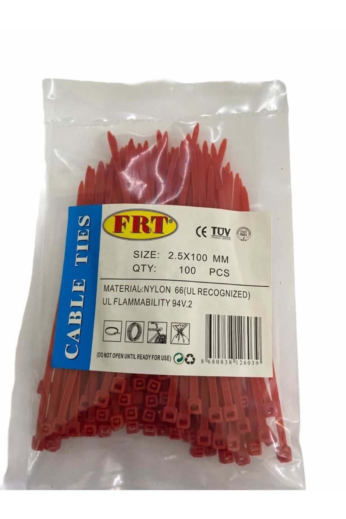 BulutRetail FRT Kırmızı 2,5x100 Kablo Bağı