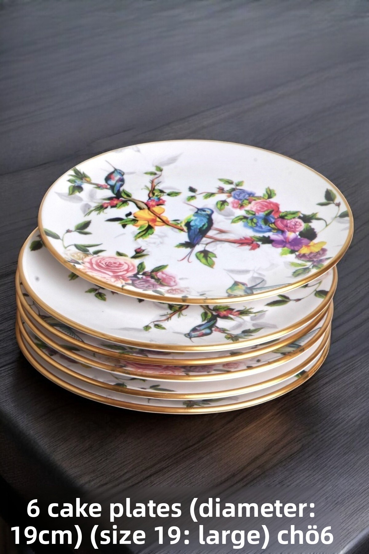 Pinkev Flore 6-Piece Ceramic Cake Plate Set