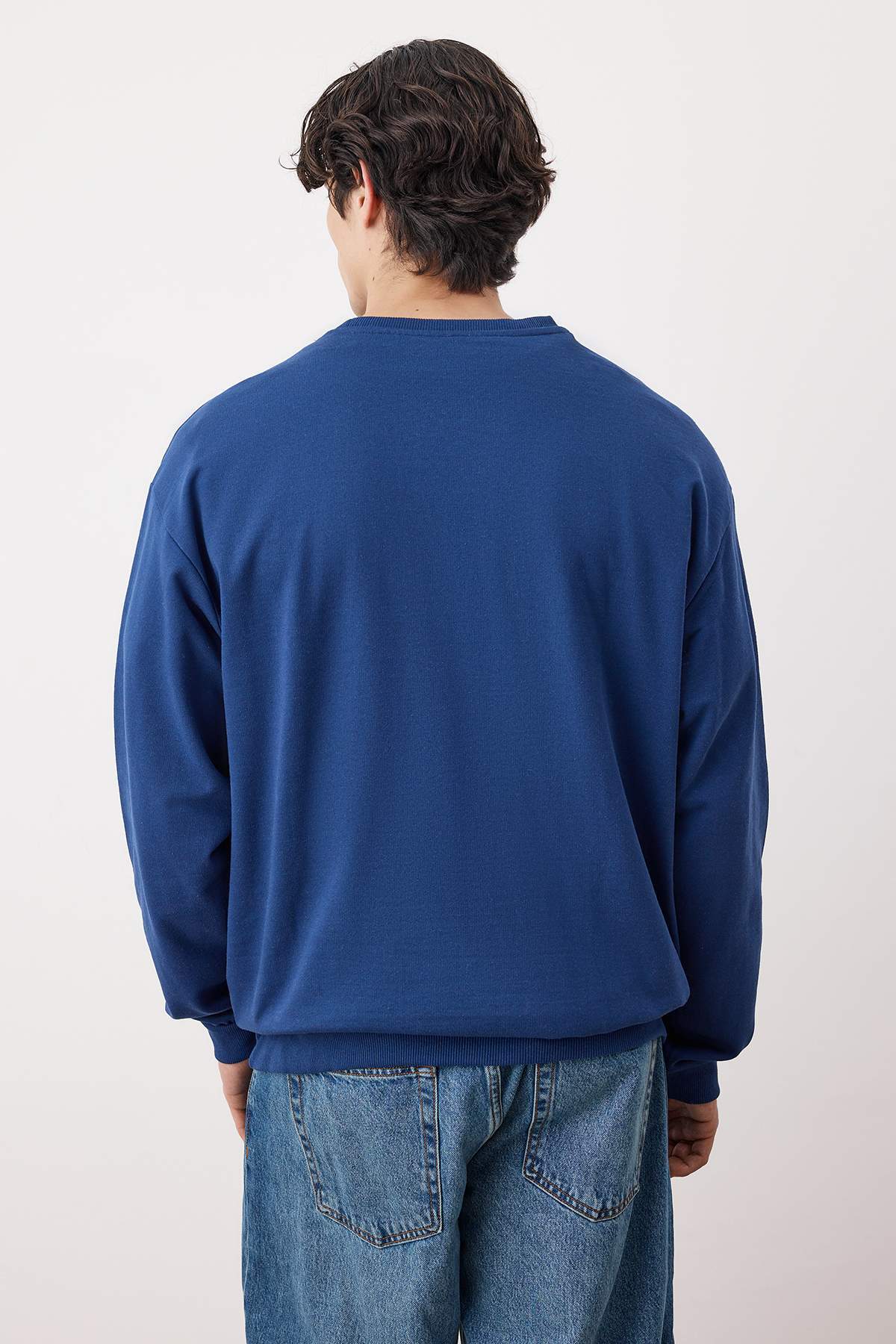 Trendyolmilla  Lacivert-Taş 2'li Paket Oversize/Geniş Kesim İçi Polar/Sıcak Tutan Sweatshirt TMNAW24SW00001 - Görsel 6