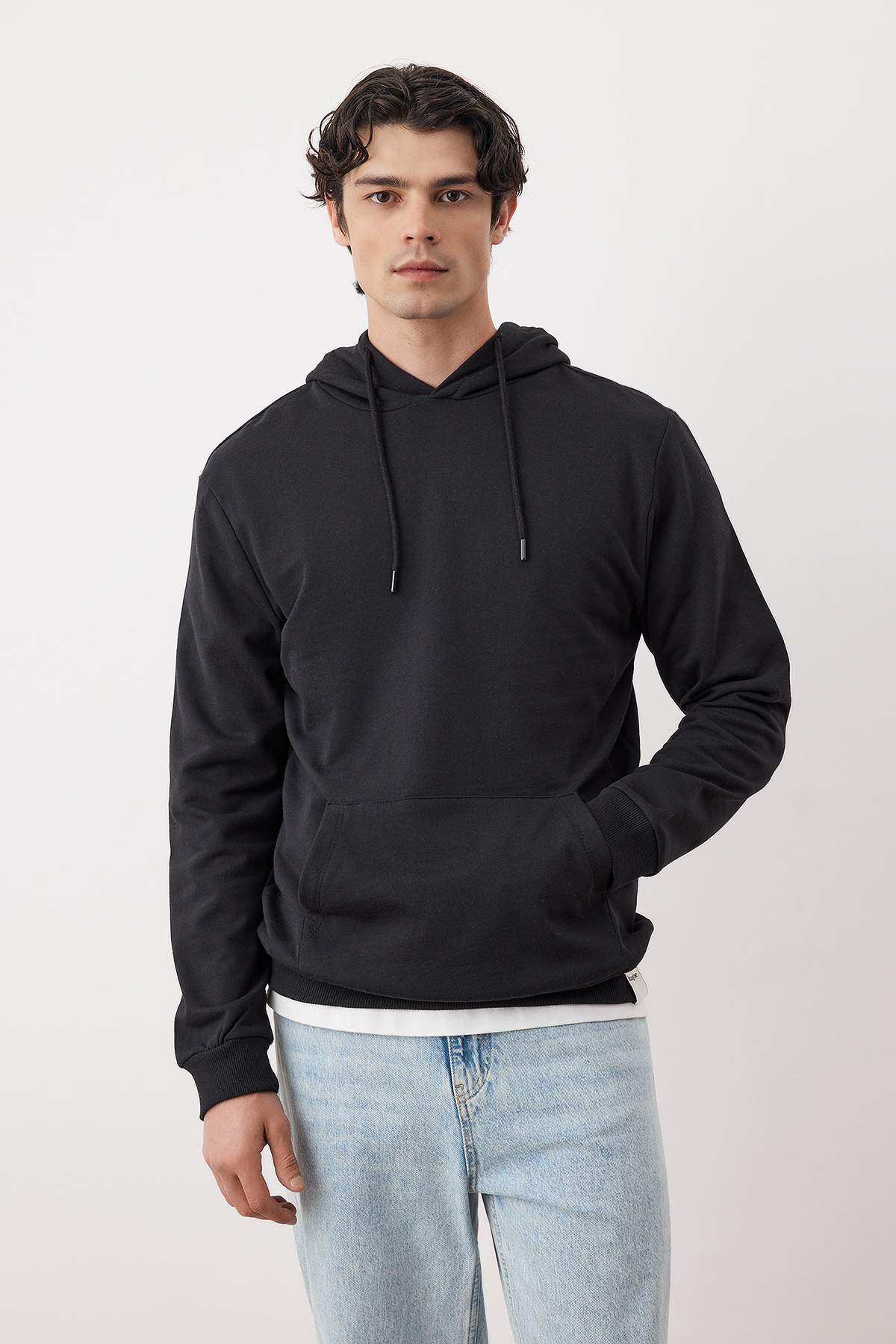 Trendyolmilla  Siyah-Lacivert 2'li Paket Kapüşonlu Regular Kesim İçi Polarlı Sweatshirt TMNAW24SW00000 - Görsel 5