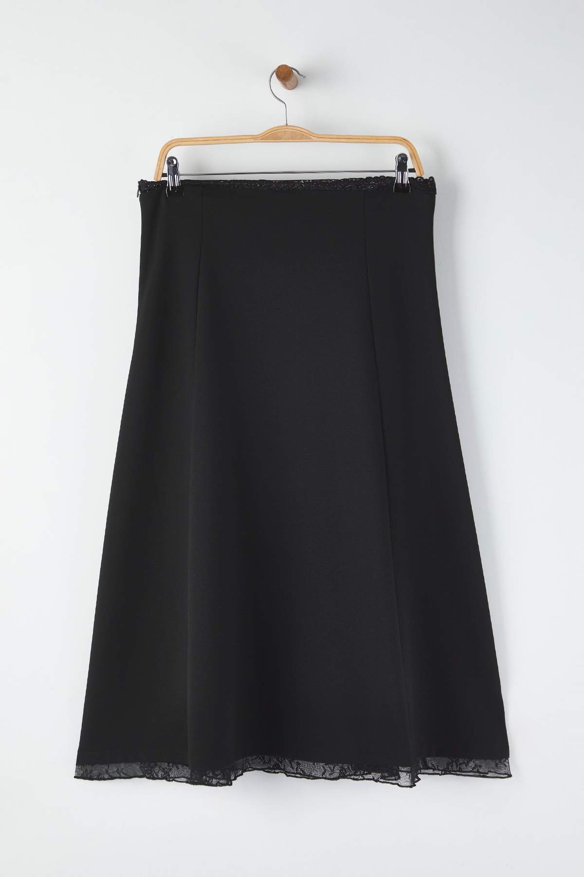 Trendyolmilla  Siyah Midi Örme Büyük Beden Etek TBBAW26AZ00028 - Görsel 7