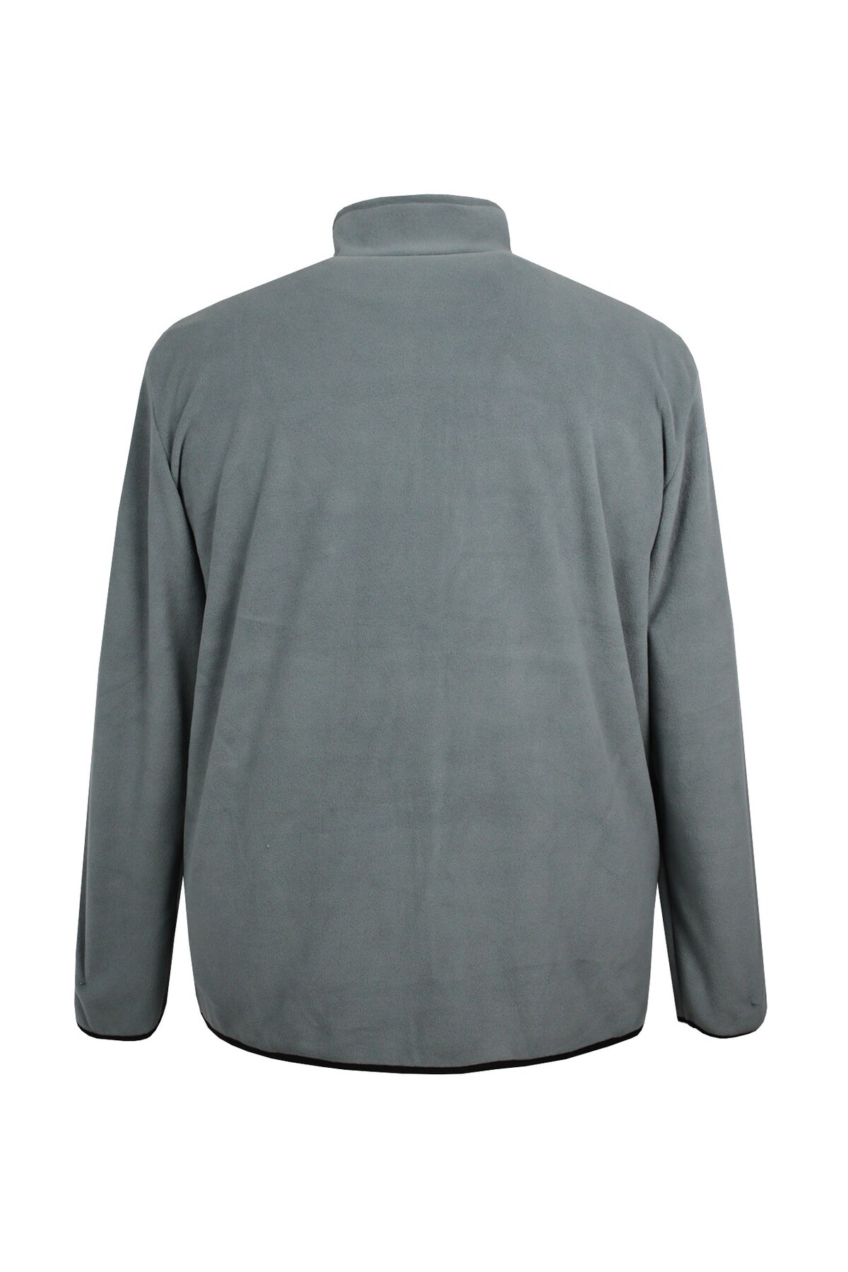 marufshop Büyük Beden Fermuarlı Polar Sweatshirt Gri görsel 4