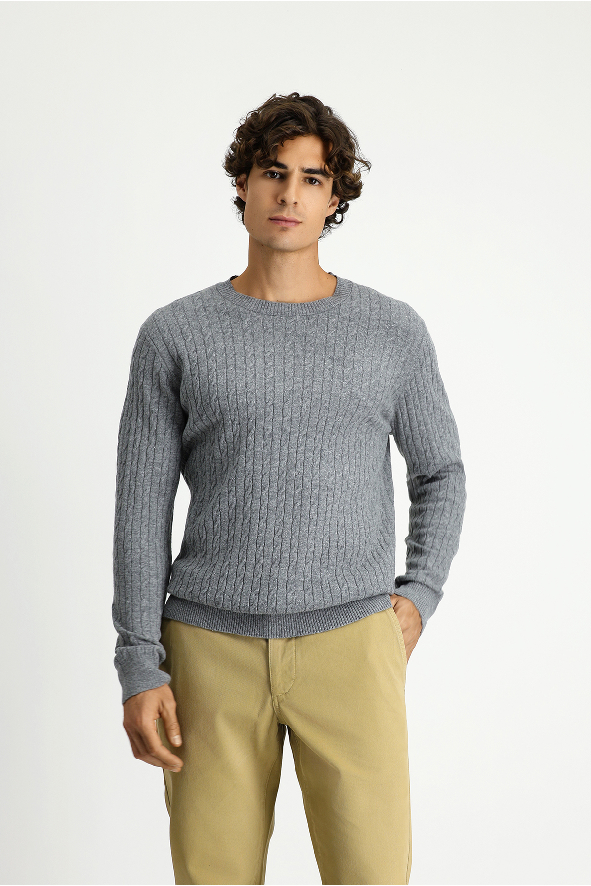 کیگیلی ژاکت بافتنی پشمی طرح‌دار یقه گرد معمولی