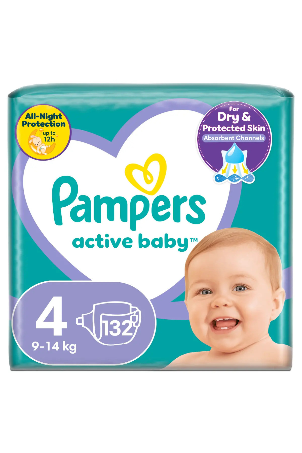 Pampers Scutece Active Baby Mega Box, Marimea 4, 9 -14 kg, 132 buc