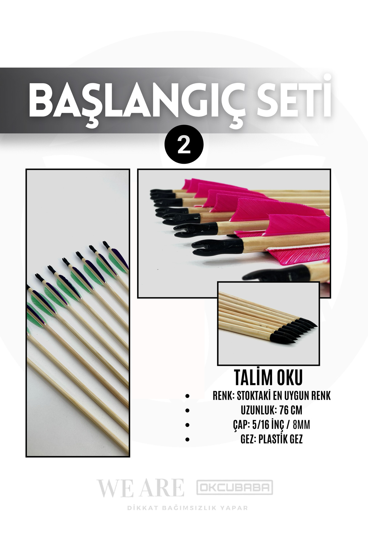 okcubaba Geleneksel Okçuluk Başlangıç Seti - Elif Yay (Kaplamalı