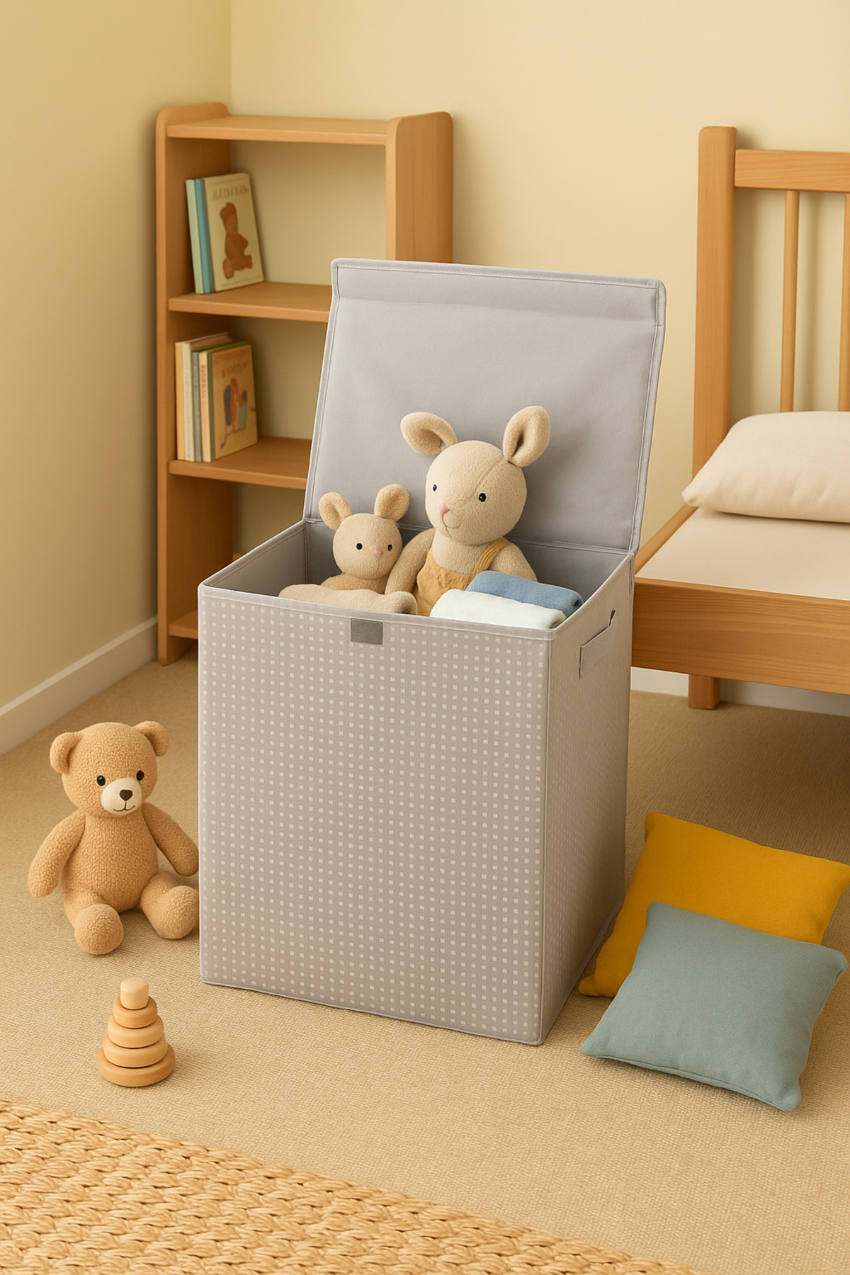 Serstil Kapaklı Çamaşır / Kirli Sepeti, Katlanabilir, Tutma Saplı - Banyo ve Çamaşır Odası İçin İdeal fotoğrafı 2 (önizleme)