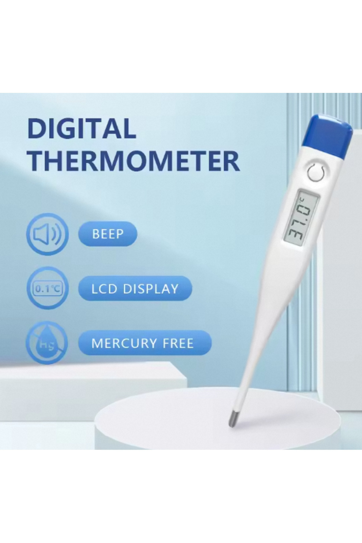 Choice مقياس حرارة رقمي أزرق عميق، قطعة واحدة، عالي الجودة، للاستخدام السريري...