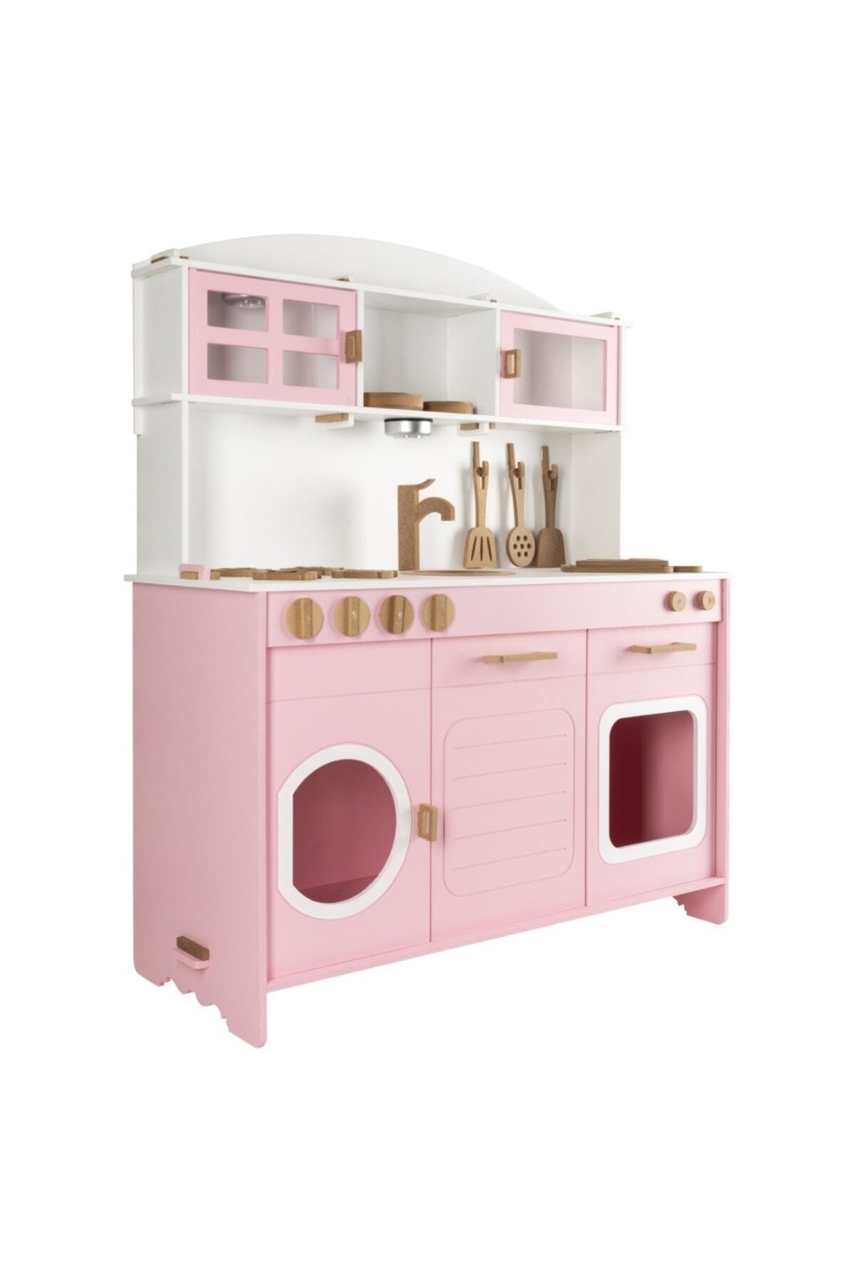 HOBBY HOUSE Ahşap Montessori Çocuk Mutfak Seti Bebek Pembe LED Işıklı fotoğrafı 5 (önizleme)