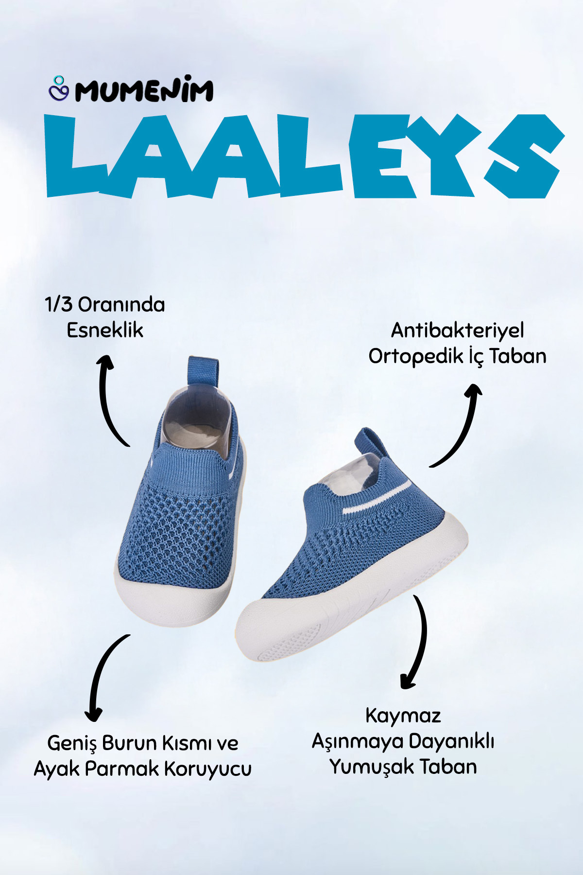 Mumenim Laaleys Lacivert Ortopedik Esnek Taban Çocuk Bebek İlk Adım Spor Ayakkabı ve Sneaker fotoğrafı 2 (önizleme)