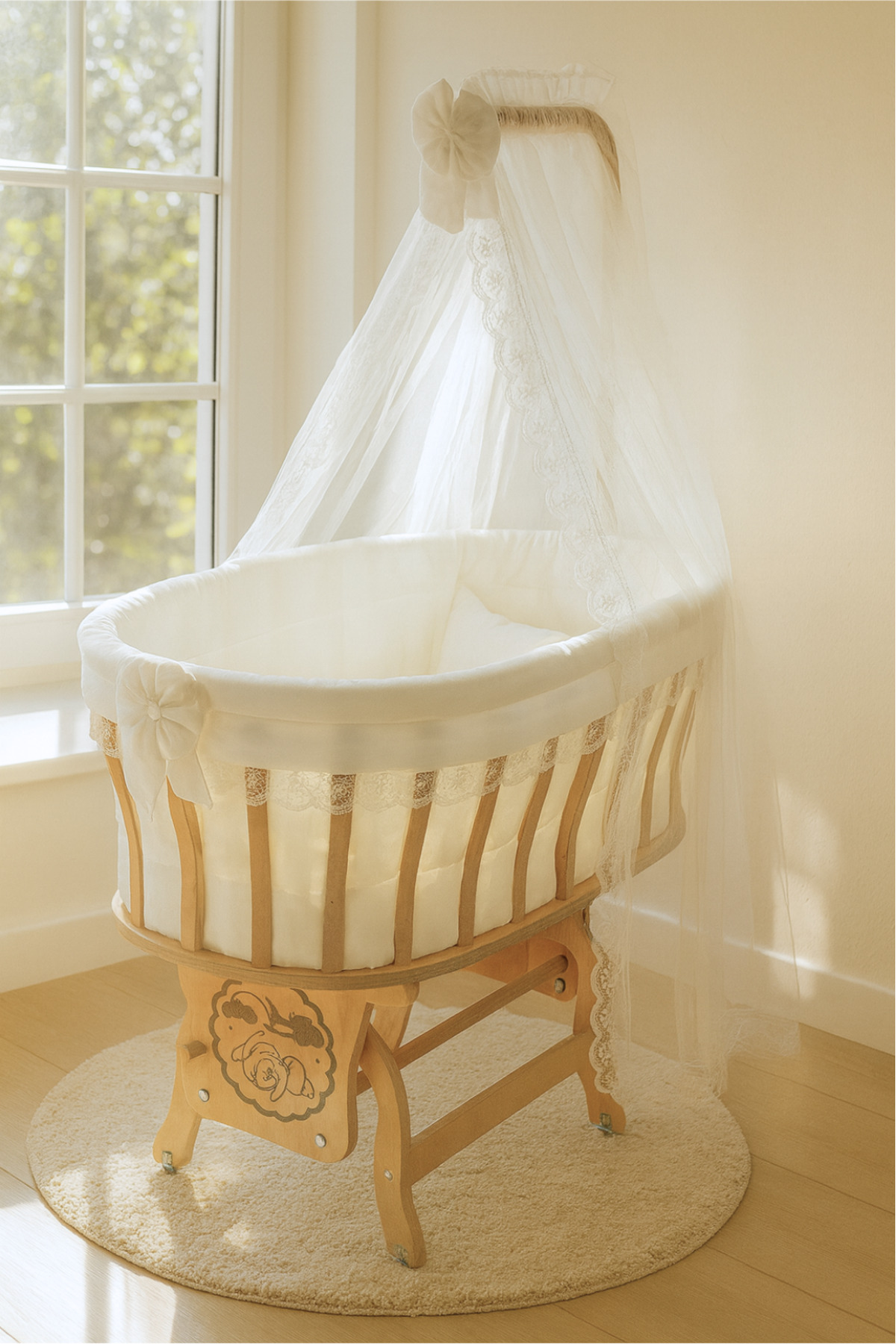 BebeK on For Sepet Beşik Krem Fransız Dantelli Uyku Seti fotoğrafı 5 (önizleme)