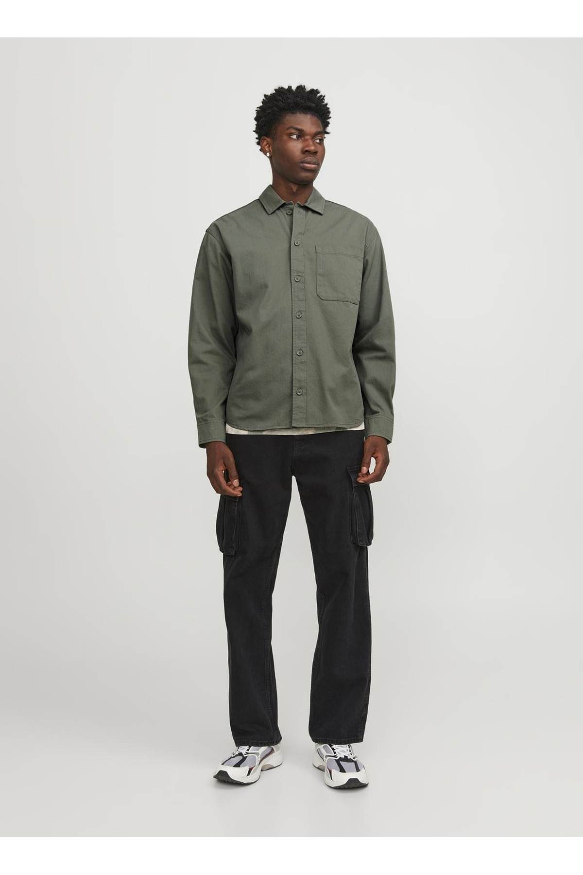 جک اند جونز پیراهن سبک مردانه خاکی JCOCOLLECTIVE ZAC OVERSHIRT LS SN