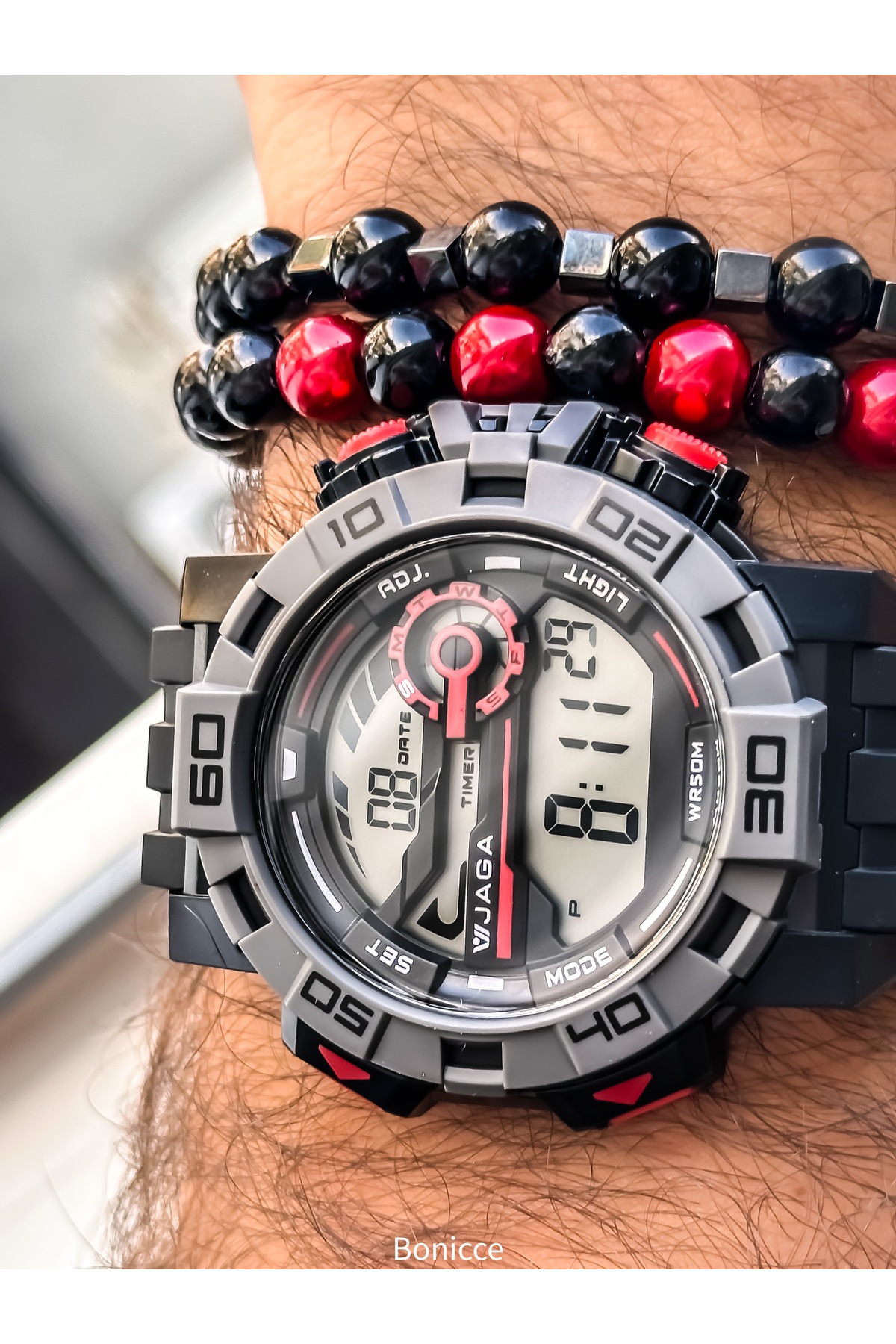 Chrono Digital Men's Watch in Red with Waterproof Stopwatch