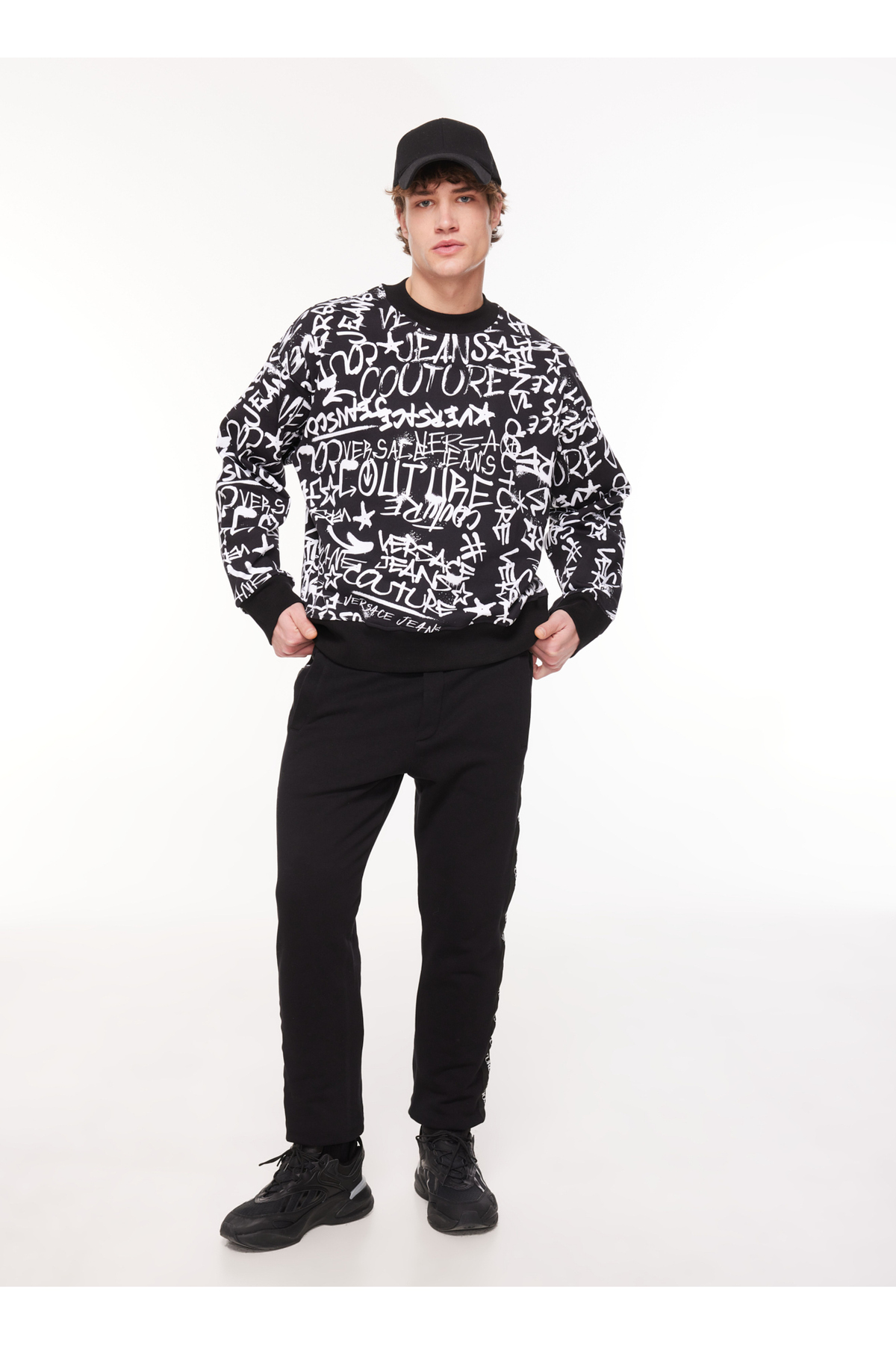 VERSACE JEANS COUTURE Bisiklet Yaka Siyah Erkek Sweatshırt