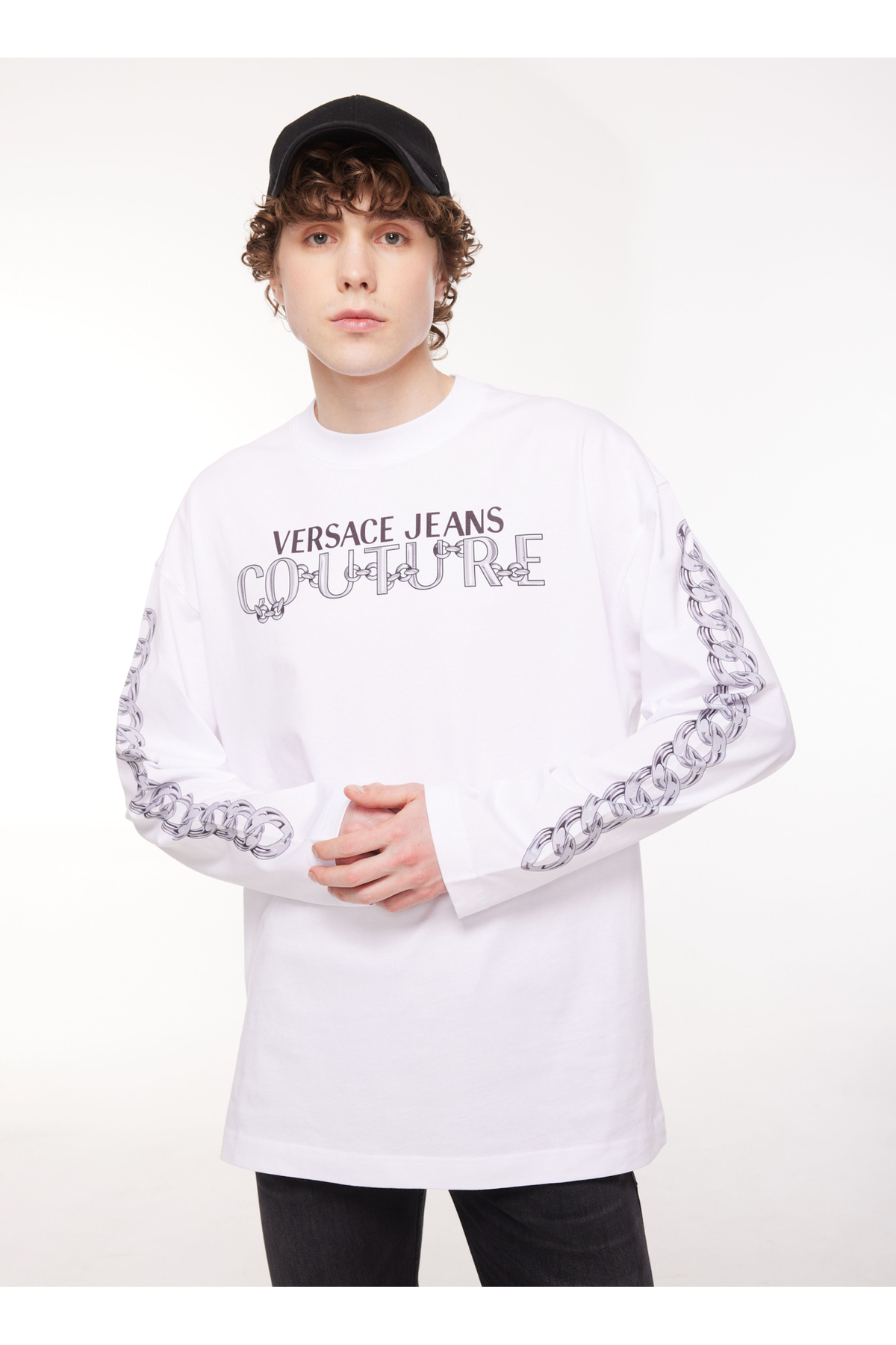 VERSACE JEANS COUTURE Bisiklet Yaka Beyaz Erkek T-Shirt