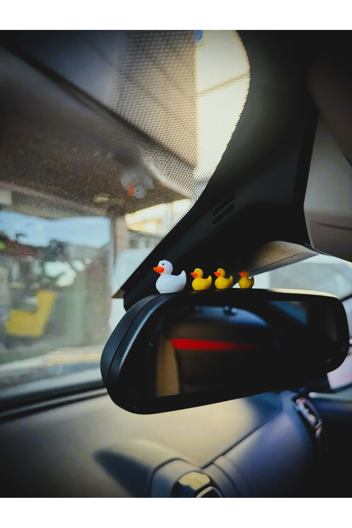 SHHOBİ 4 Parça Sevimli Ördek Ailesi Dikiz Aynası Süsü - Ayna Süsü Araba Süsü Torpido Süsü Oto Aksesuar
