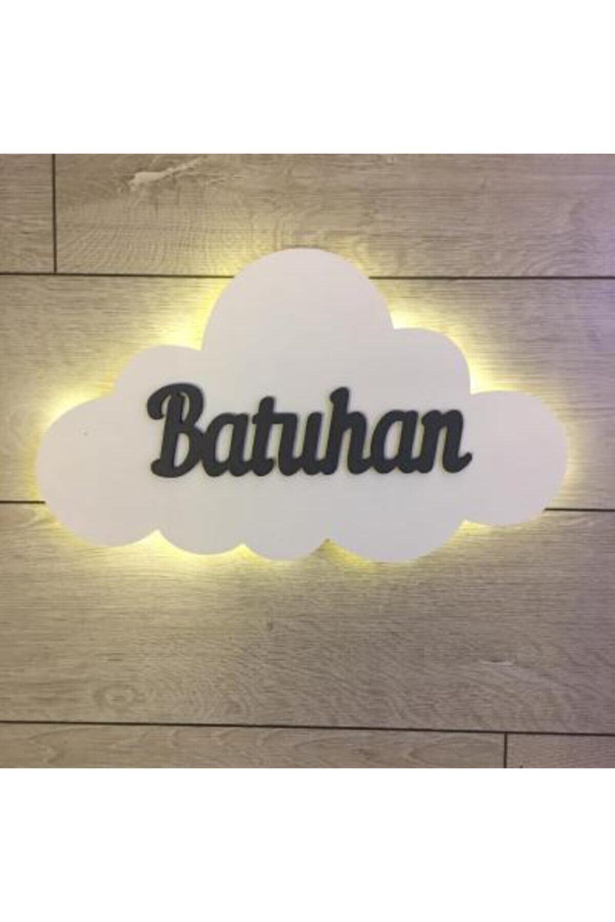 Genel Markalar Çocuk Odası Isimli Dekoratif Ahşap Bulut Gece Lambası Ledli Aydınlatma