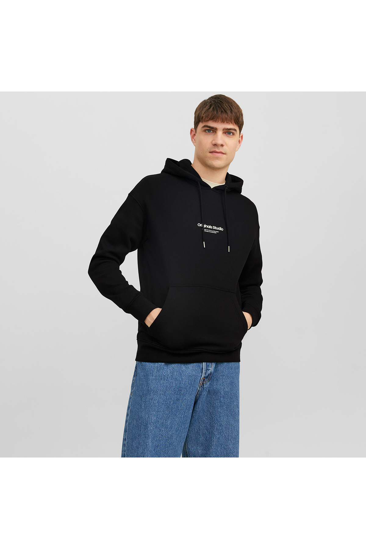 جک اند جونز سویشرت مردانه مشکی کلاهدار 12241687_JORVESTERBRO SWEAT HOOD NO