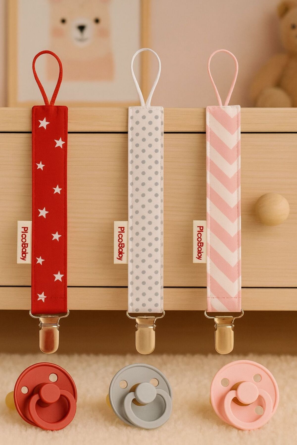 Pico Baby Emzik Askısı - Emzik Zinciri - Emzik Tutacağı 3'lü Set