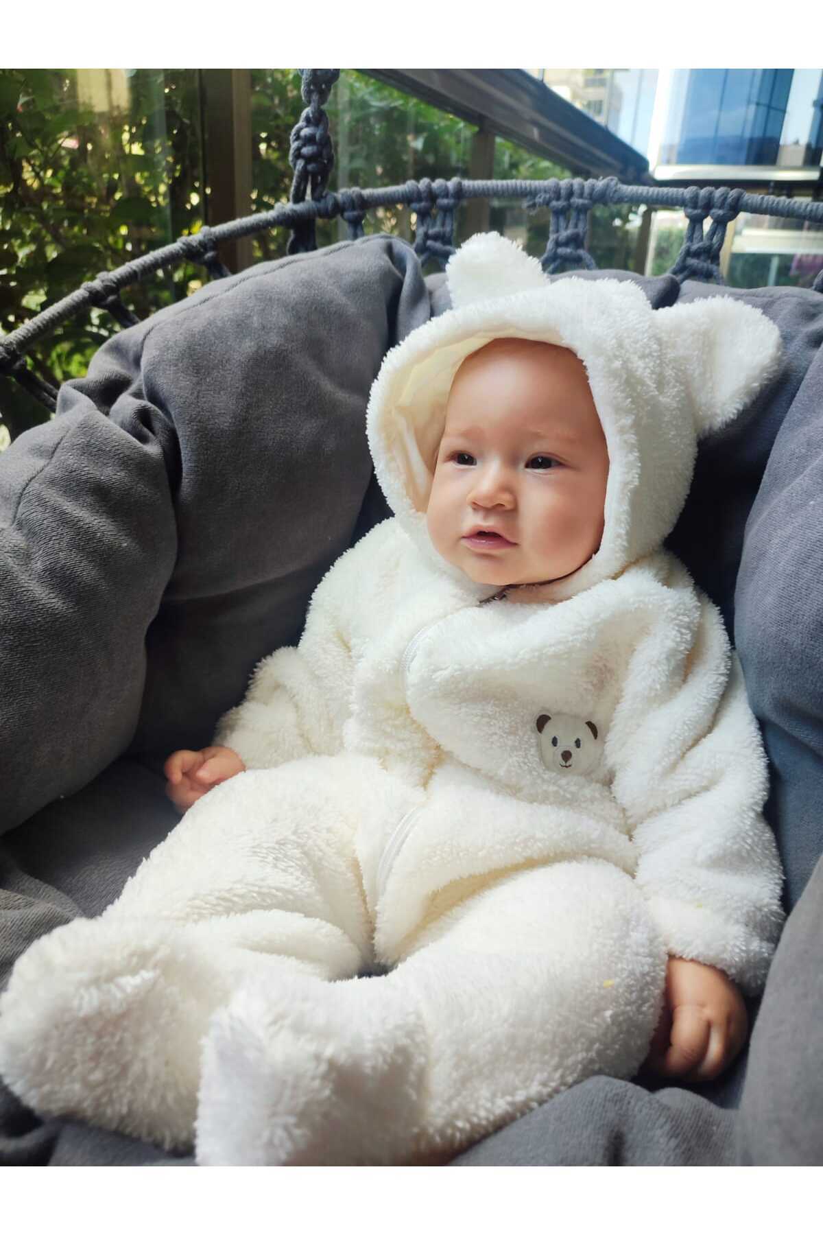 GAMZEAKKUŞ Şapkası Astarlı, Patikli Peluş Bebek Tulum fotoğrafı 2 (önizleme)