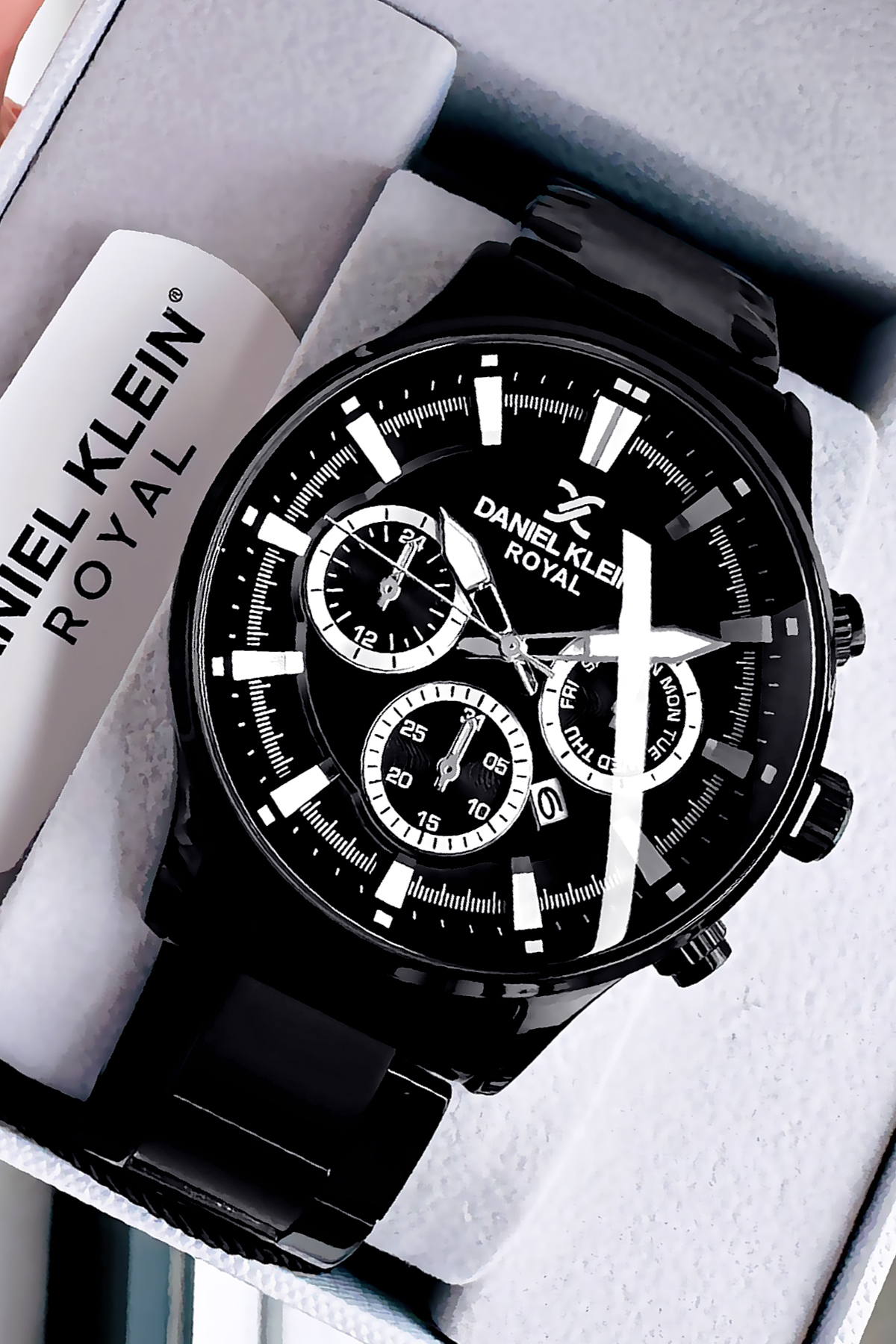 Royal Original Men Wrist Watch 3 Atm Waterproof Black Color Steel Band Dkh4258c1