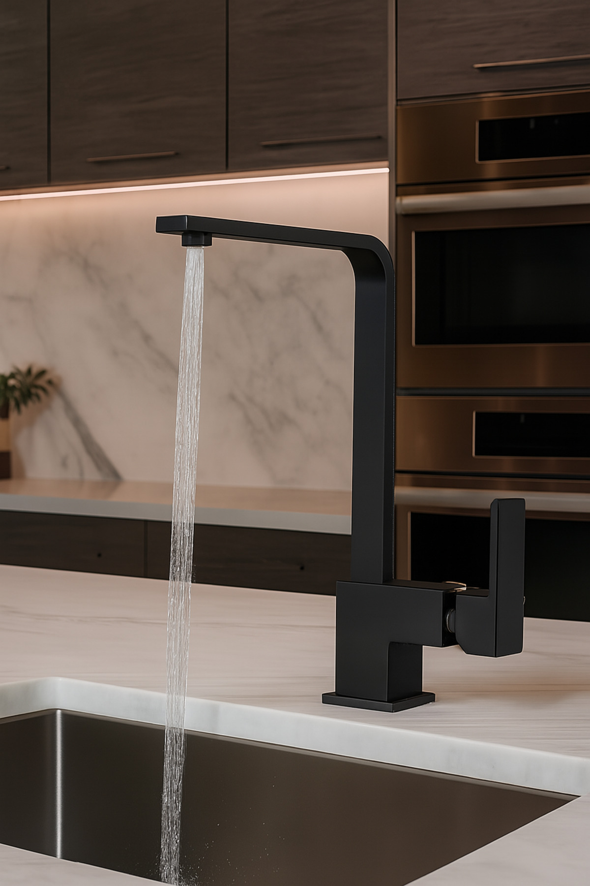 Saymir Siyah Kare Mutfak Eviye Bataryası Sıcak Soğuk Girişli - 2 Yıl Garantili