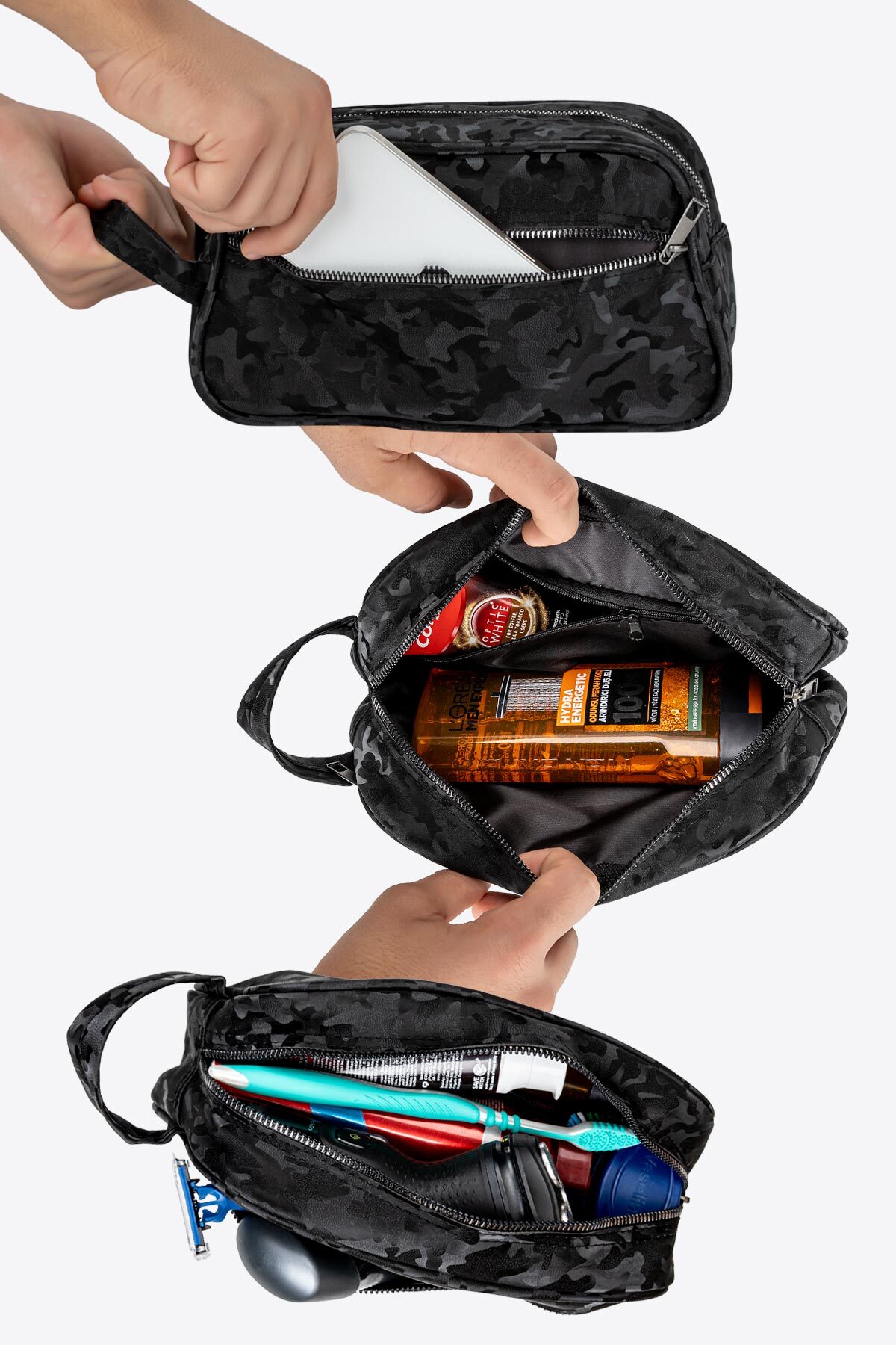 Helen's Home  Valiz Içi Kamuflaj Deri Erkek Bakım Çantası Seyahat Traş Çantası Erkek Hediyelik - Görsel 7