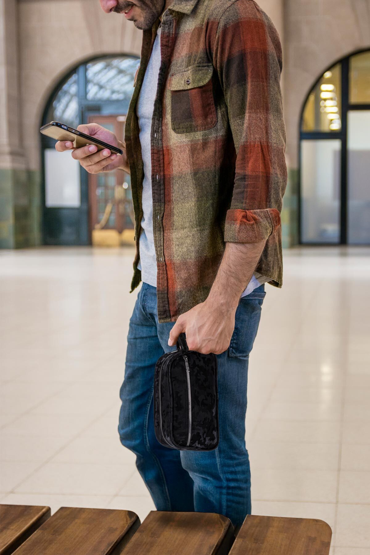 Helen's Home  Valiz Içi Kamuflaj Deri Erkek Bakım Çantası Seyahat Traş Çantası Erkek Hediyelik - Görsel 2