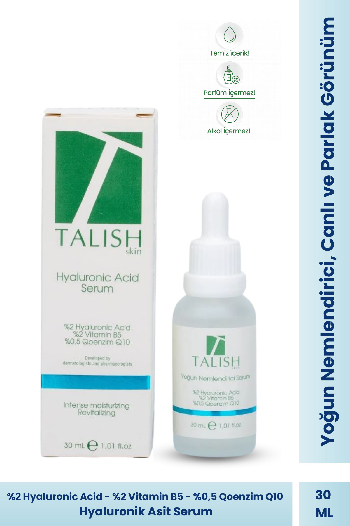 Hyaluronic Acid Serum %2 + Vitamin B5 %2 + Q10 – Yoğun Nemlendirici Serum