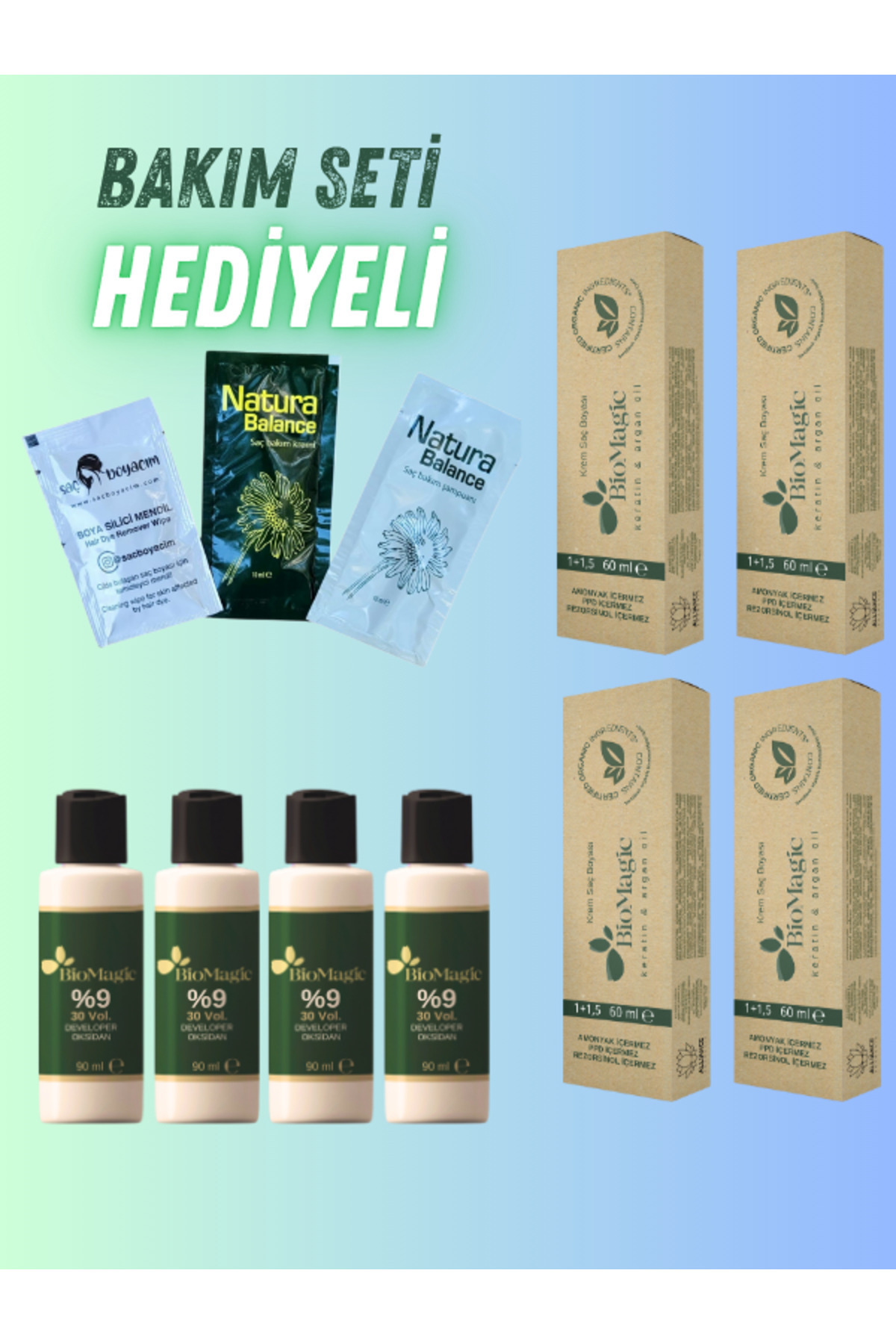 BioMagic Bio Magic Amonyaksız Saç Boyası 8.00 Açık Kumral X 4 Adet & 30 ...