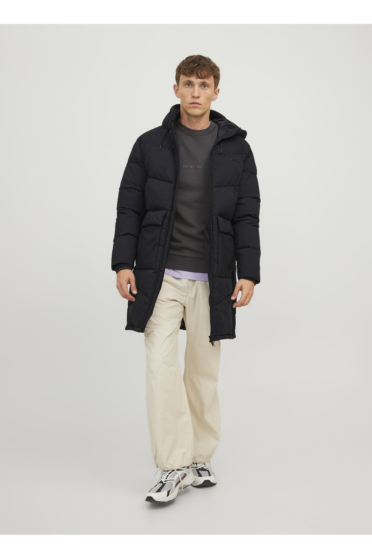جک اند جونز پالتو مردانه مشکی 12238852_JORVESTERBRO LONG PUFFER S