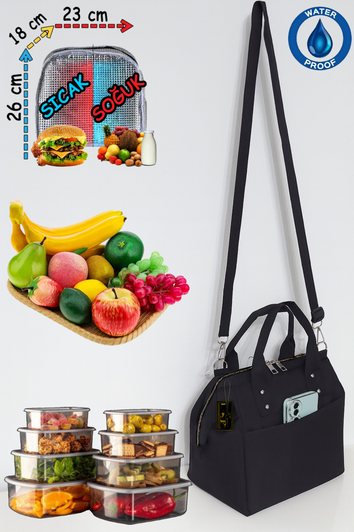 USF Anne Bebek Askılı Taşıma Çantası Isı yalıtımlı Termal Termoslu Yemek, Mama, Beslenme, Gıda Çantası fotoğrafı 6 (önizleme)