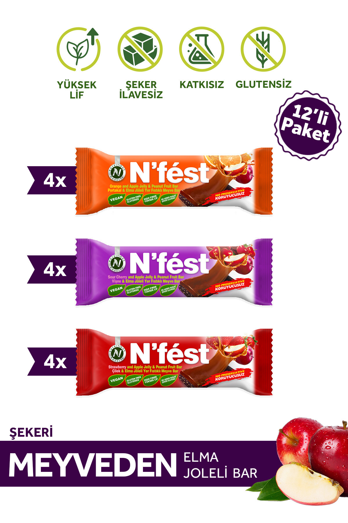 Nfest Jöleli Meyveli Bar Deneme Paketi 40g X 12 Adet