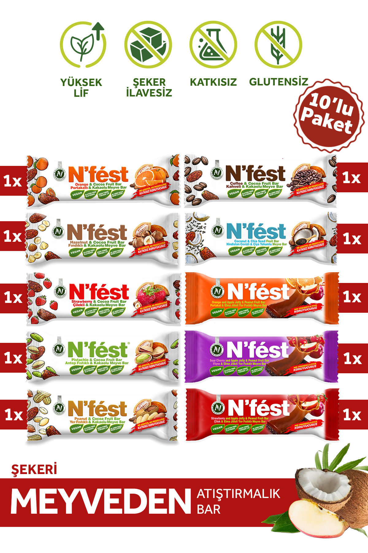 Nfest Meyve Bar Özel Seri Deneme Paketi 40g X 10 Adet