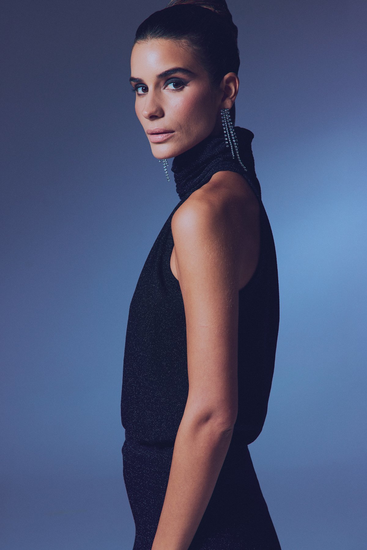 Sateen  Kolsuz Parlak Bluz - Siyah - Görsel 2