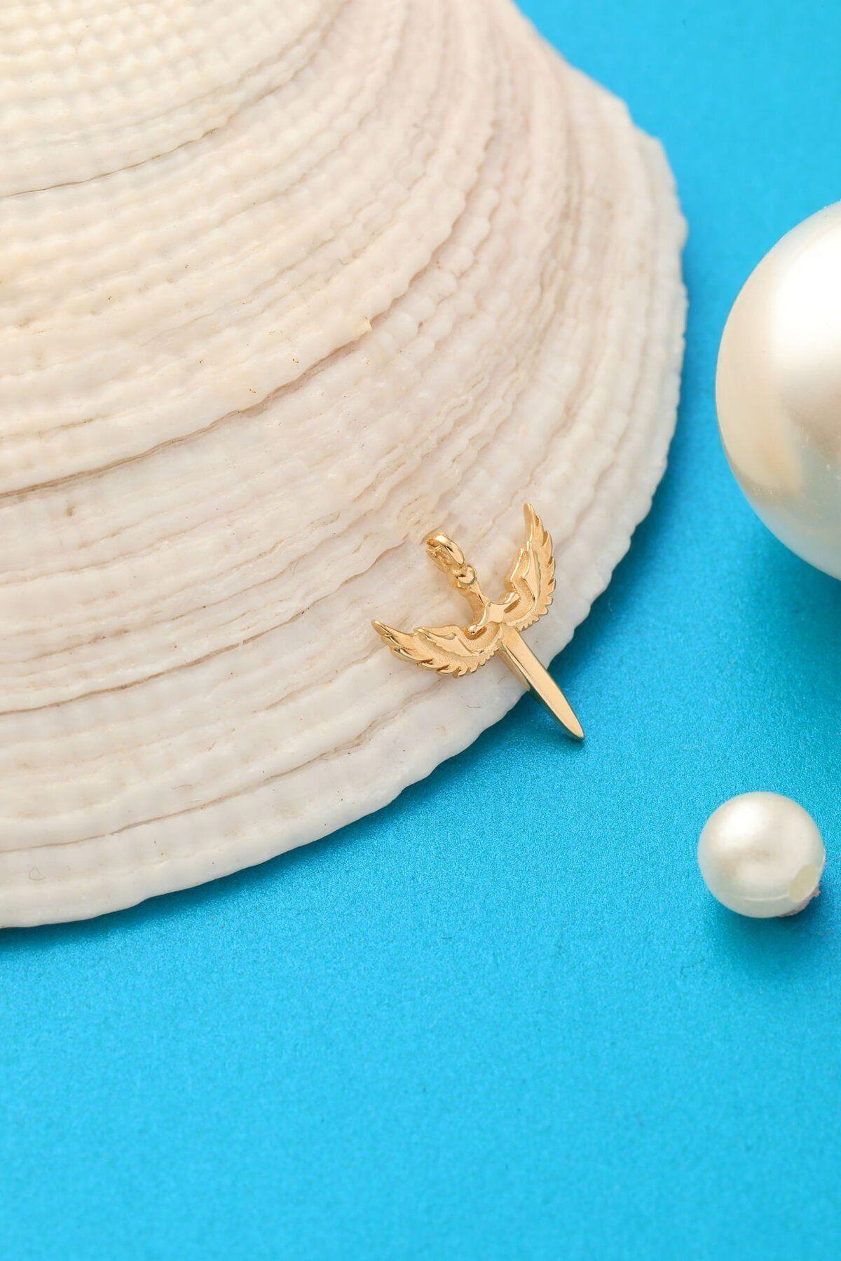 KILIÇOĞLU Mikail Meleği 14 Ayar Altın Kolye Ucu ANGN665