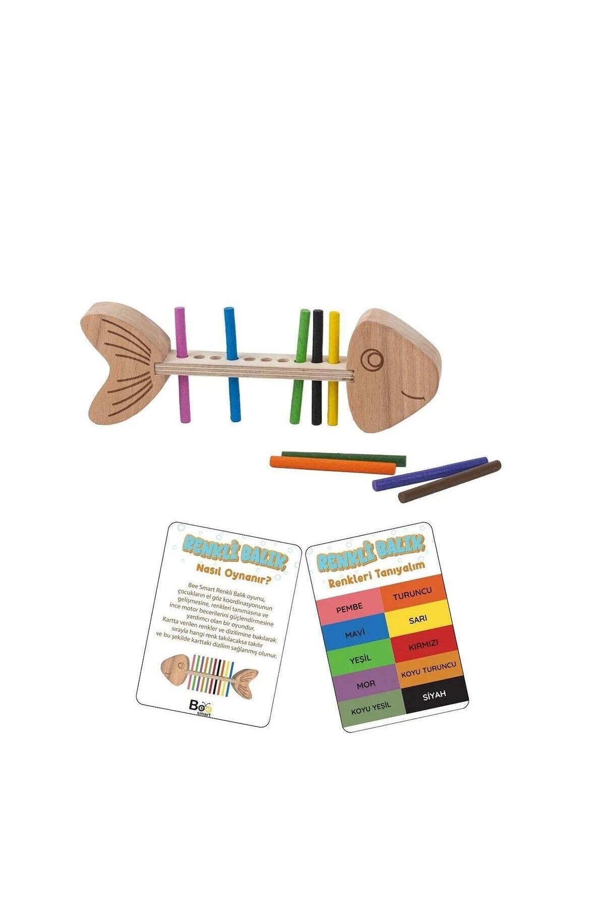 HAK İŞ OYUNCAK Bee Smart Montessori Renkli Kılçıklı Balık Ahşap Eğitici Oyuncak – 30 Görev Kartlı (3+ Yaş) fotoğrafı 3 (önizleme)