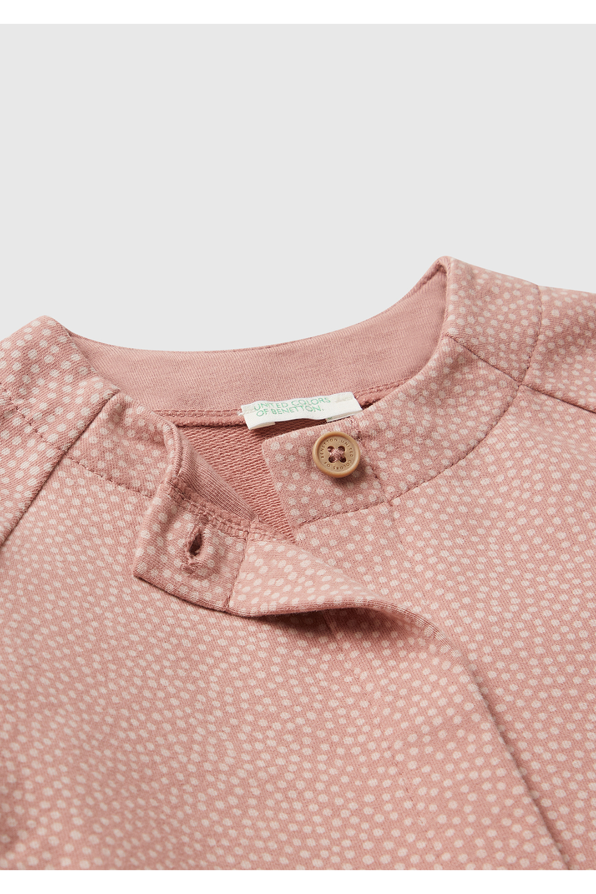United Colors of Benetton Bebek Gül Kurusu Tamamı Desenli Gizli Çıtçıt Düğmeli Cepli Sweatshirt fotoğrafı 3 (önizleme)