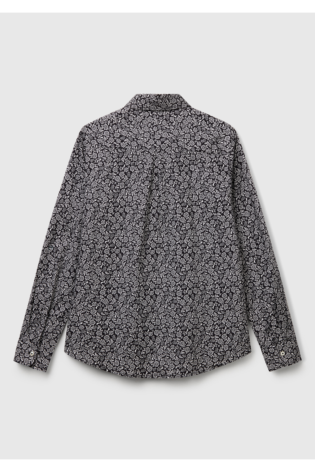 United Colors of Benetton  Kadın Koyu Gri %100 Pamuk Desenli Regular Fit Gömlek - Görsel 4