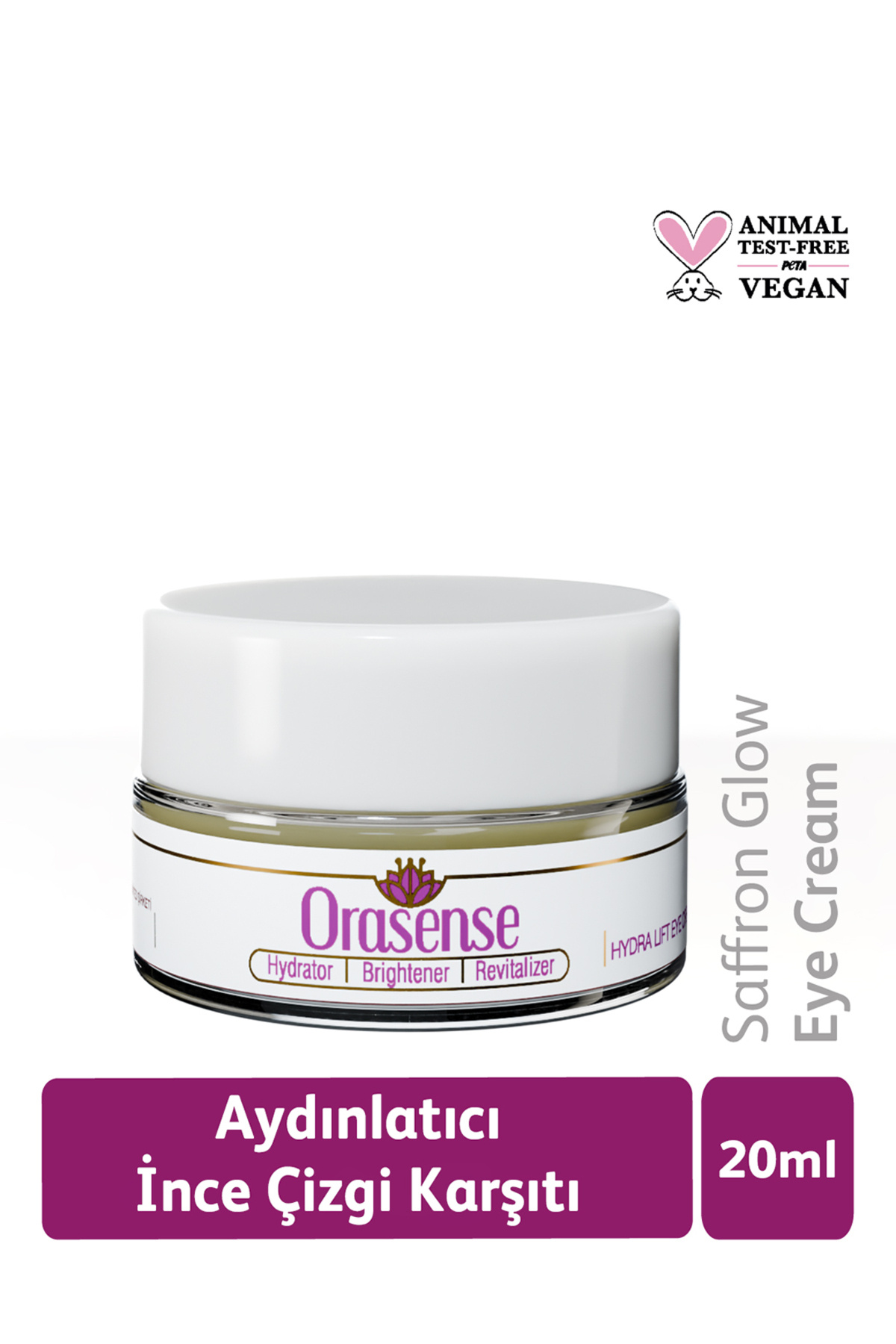 Orasense Göz Çevresi Krem 20 ml - Safran Özlü İnce Kırışıklık Karşıtı Nemlendirici Vegan (%1 Safran Özü)
