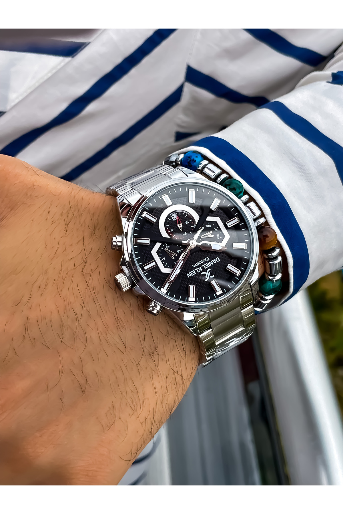 ست هدیه ساعت مچی فولادی مردانه + دستبند دانیل کلاین