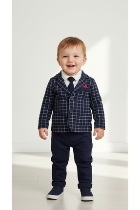 Balababy Lacivert  Erkek Bebek Üçlü Takım, Gri, Cepten, gömlek,eşofman takımı...