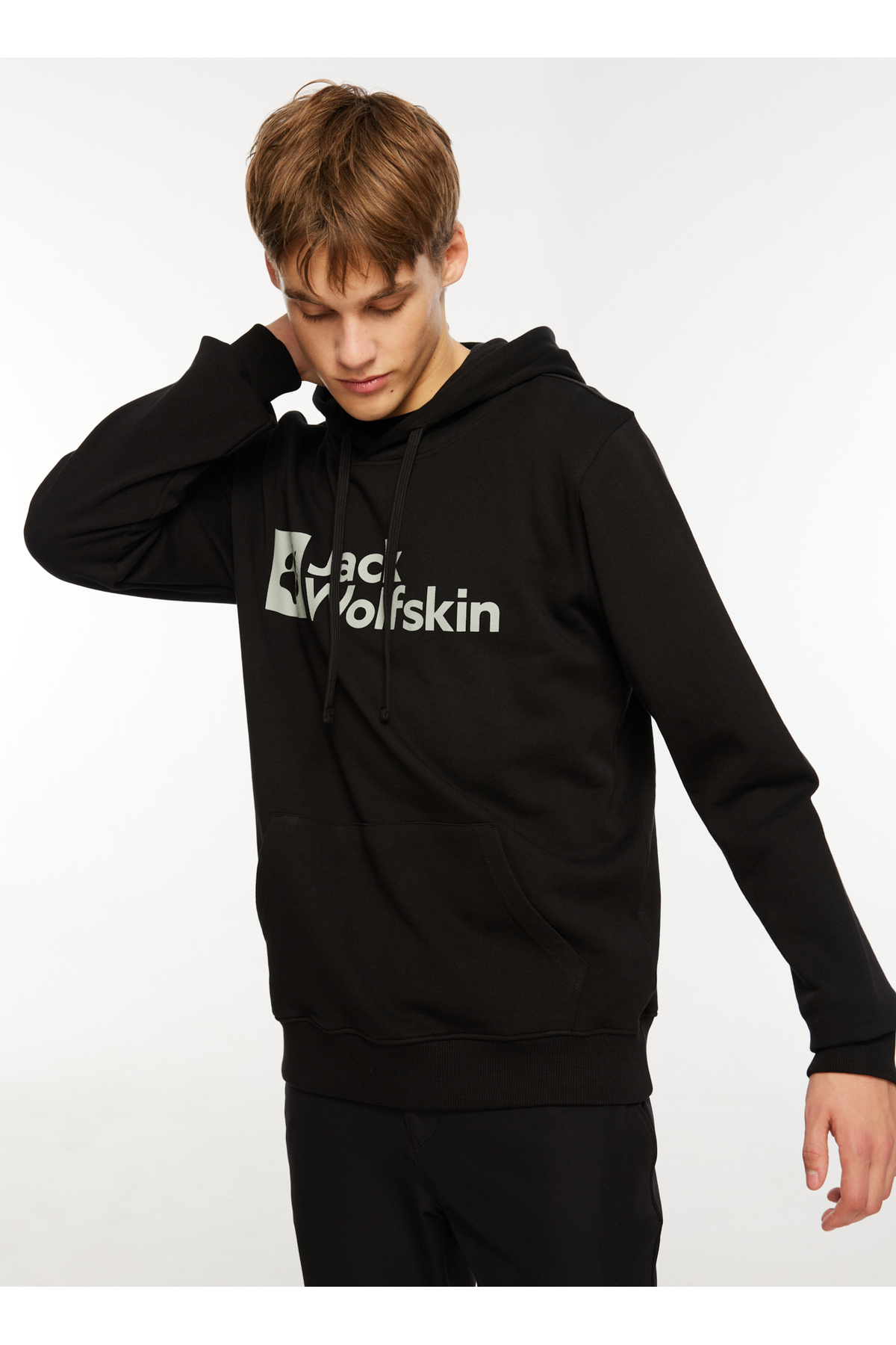 جک ولف اسکین سویشرت مردانه یقه دار مشکی Arthur Hoody M