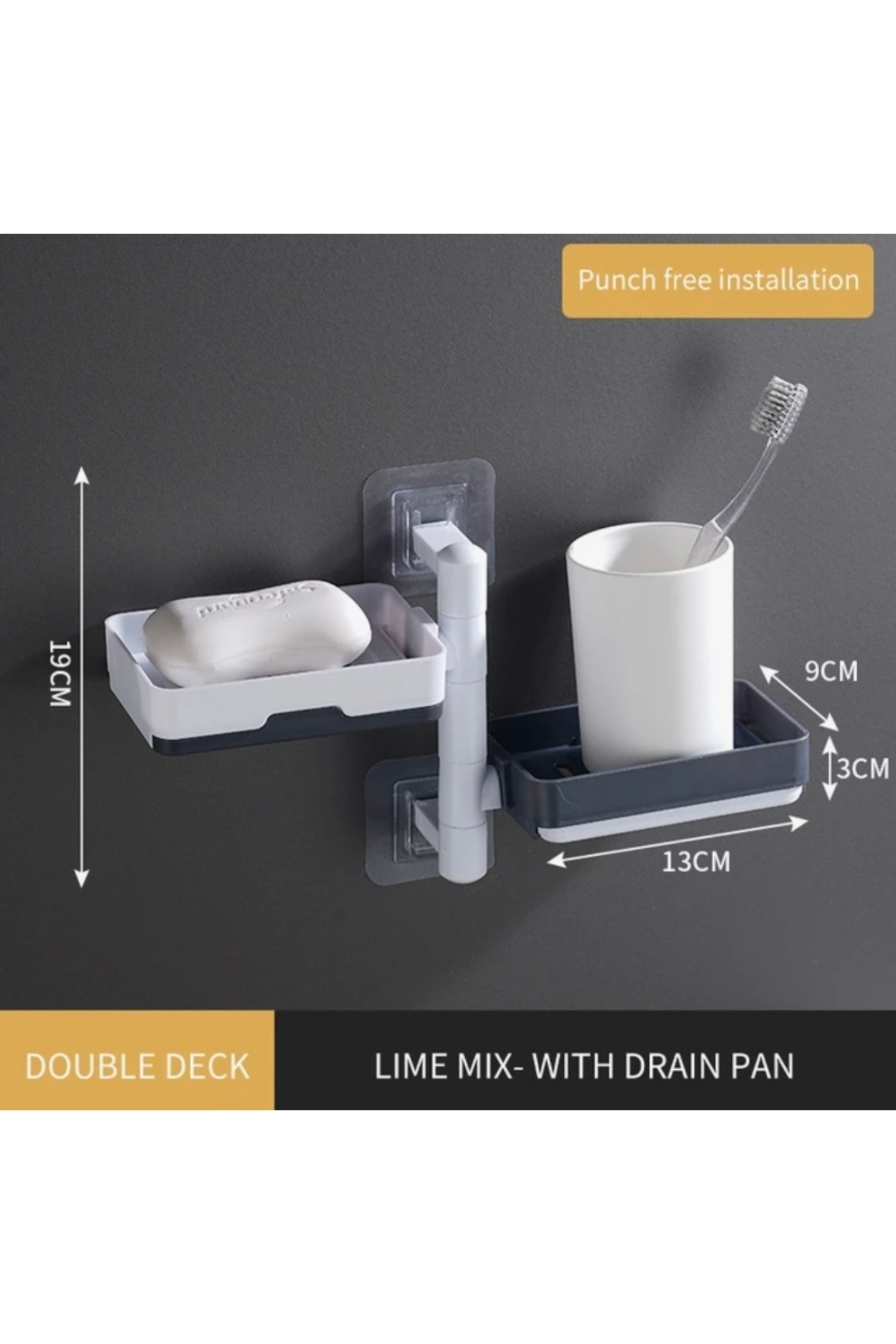 ARVALE Banyo Mutfak Organizeri 3 Fonksiyonlu , Sabunluk Fırçalık Süngerlik
