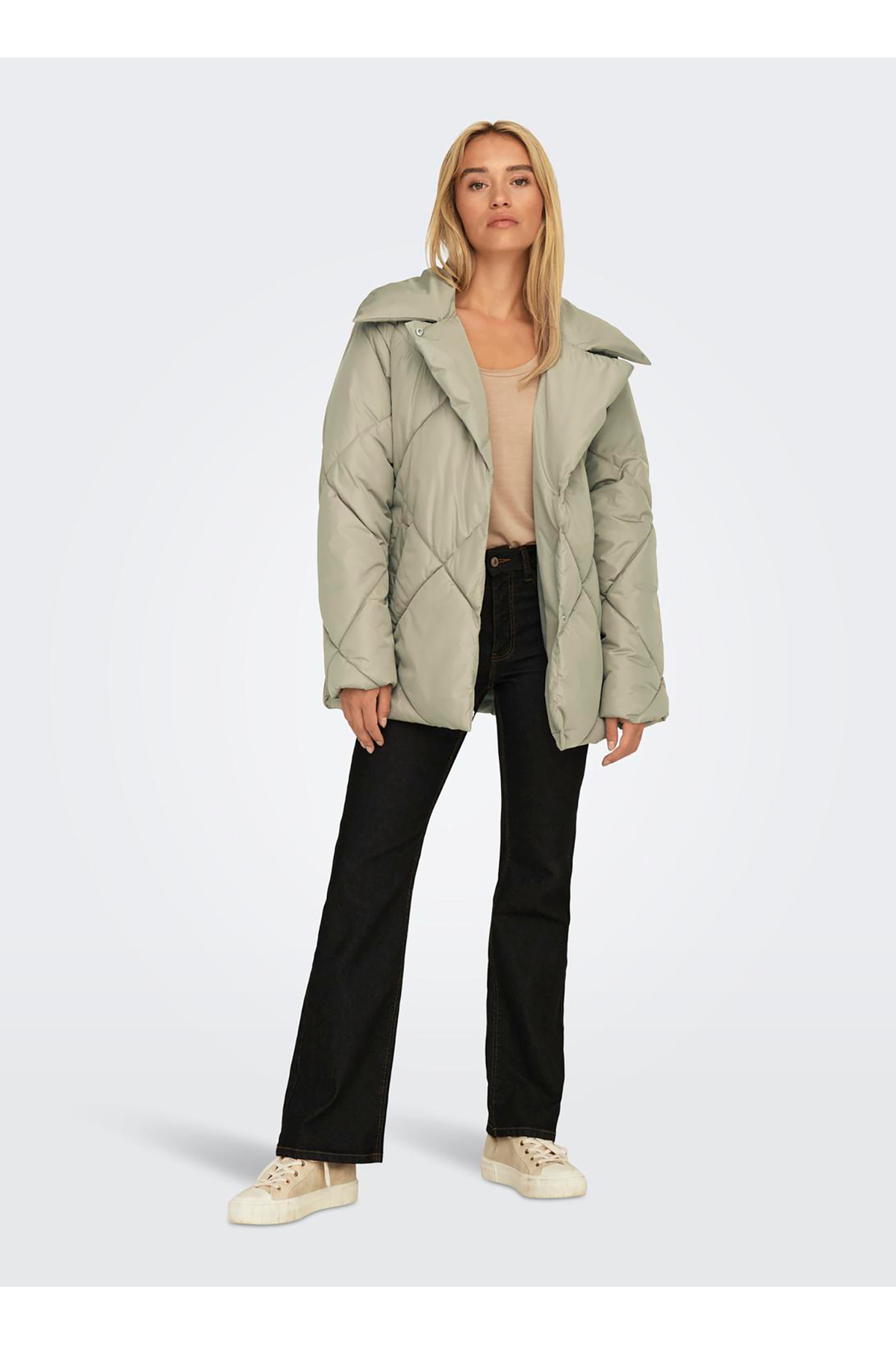 ONLY Yeşil Kadın Mont ONLSUSSI QUILTED PUFFER JACKET OTW görsel 4