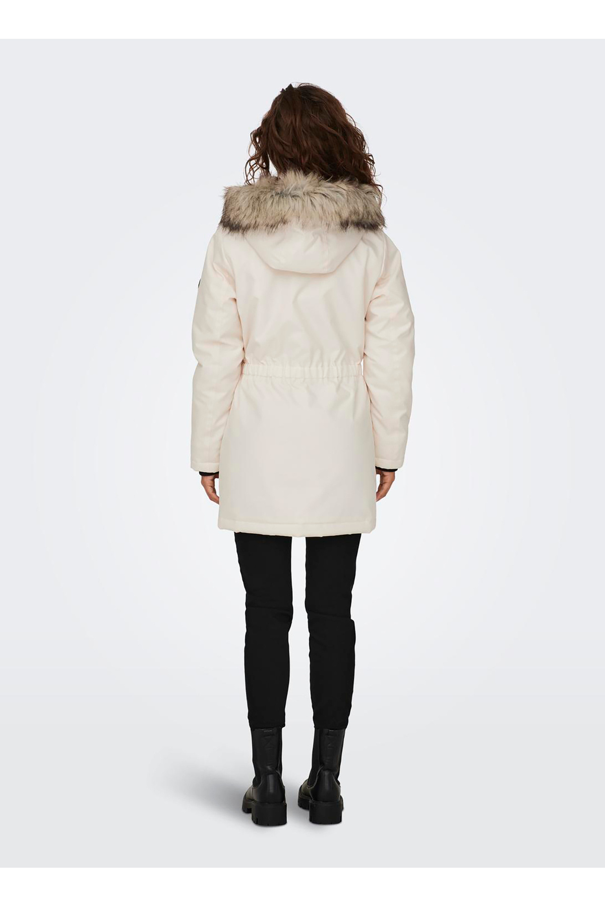 ONLY  Kırık Beyaz Kadın Kaban ONLIRIS FUR WINTER PARKA CC 2023 OT - Görsel 3