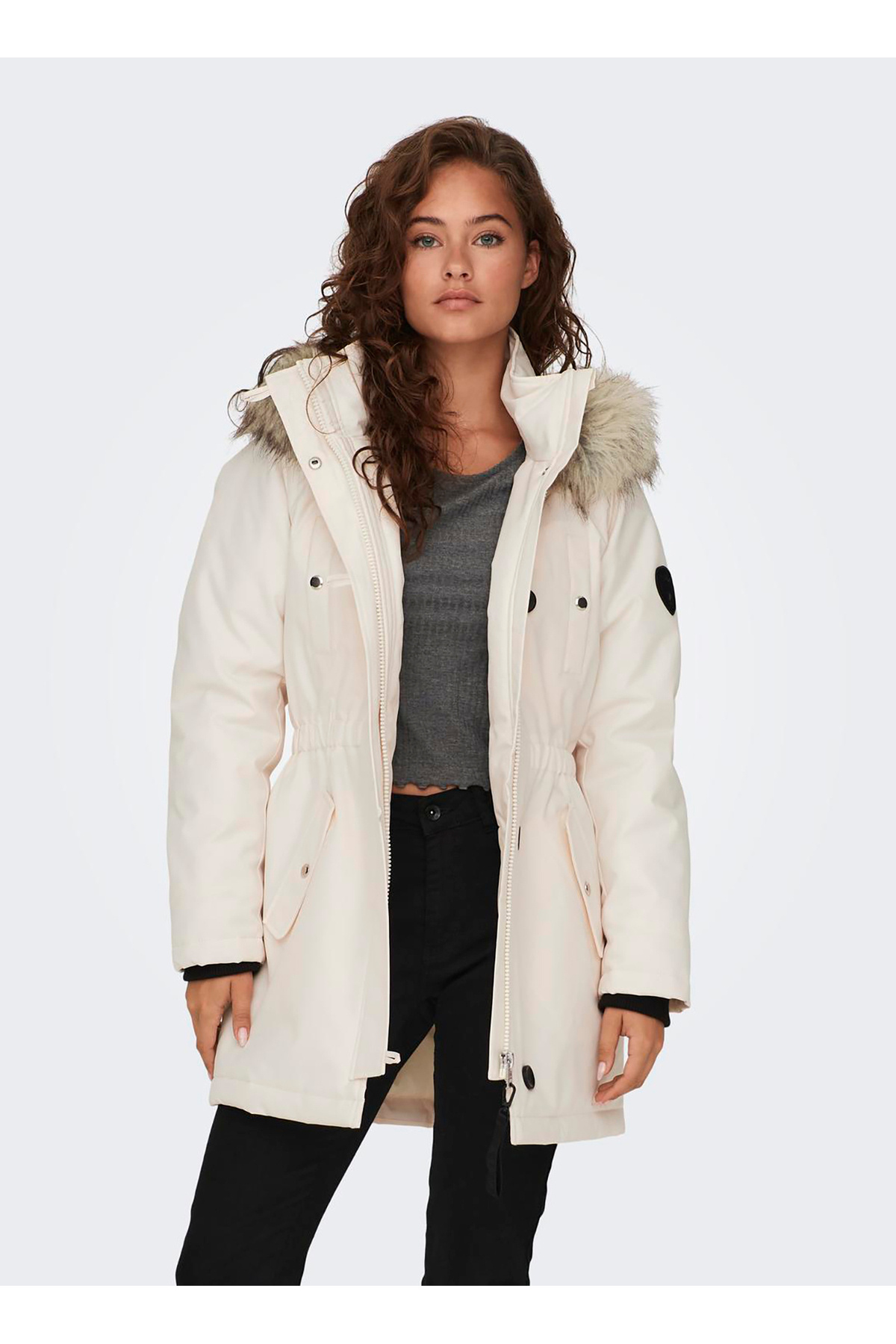 ONLY  Kırık Beyaz Kadın Kaban ONLIRIS FUR WINTER PARKA CC 2023 OT - Görsel 2